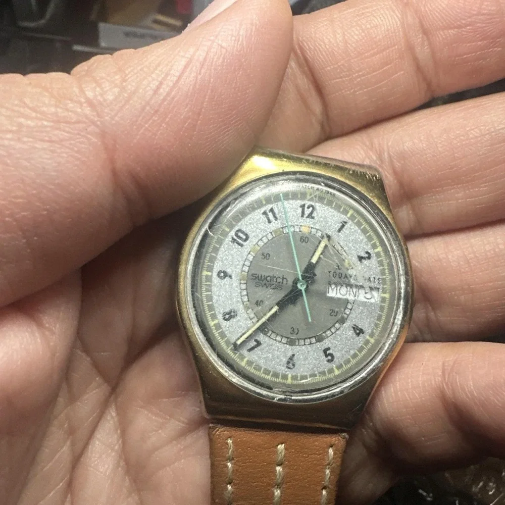 Works VTG 1988 Swatch‎ ALBATROSS GX700 34mm Swiss Watch Rare -Broken Band
